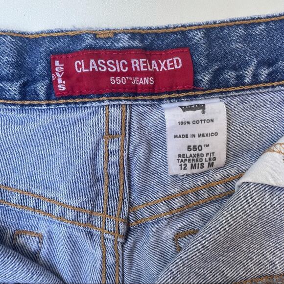 Levi’s 550 Fringe Cut Off Blue Denim Shorts 12 - Picture 5 of 5